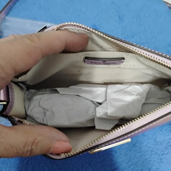 Kate Spade Kenzie Small Crossbody Bag Color Metallic Quartz Pink Patent.  NWT - Picture 9 of 12